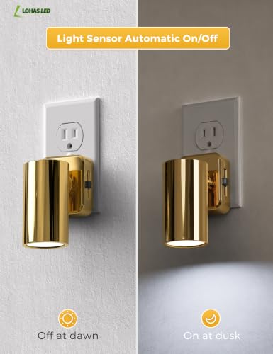 Image of L LOHAS LED Night Lights Plug into Wall,[2-Pack] Wall Spot Lights Indoor | Dusk to Dawn Sensor,5000K Daylight White, Night Lights,for Home Decor Party Bathroom,Hallway