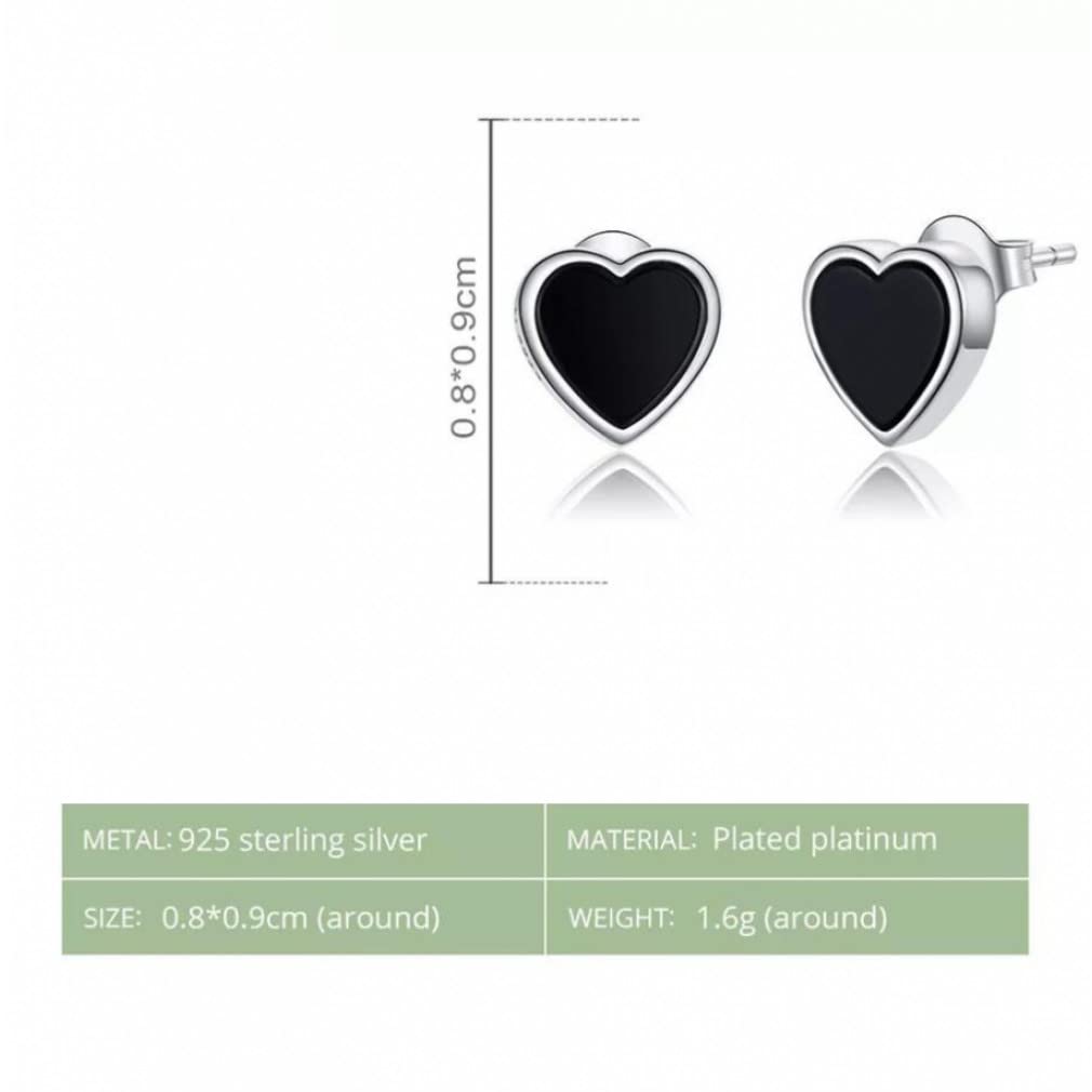 WZGWDC Schwarze Achat-Herz-Ohrstecker für Damen- und Herrenschmuck