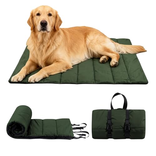 TranRantic Hundedecke Für Unterweg 110×68 cm Hundedecke Wasserdicht und rutschfeste Hundebett Waschbar Faltbare und Tragbar Hundematte für Hundekiste Reise Camping Outdoor (Grün)