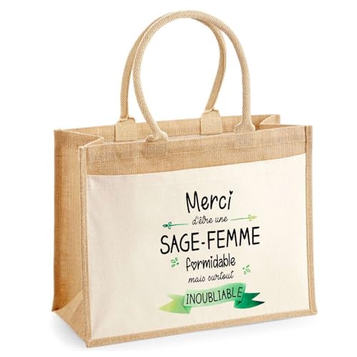 Cabas jute avec poche avant idéal pour vos courses de marché et le shopping