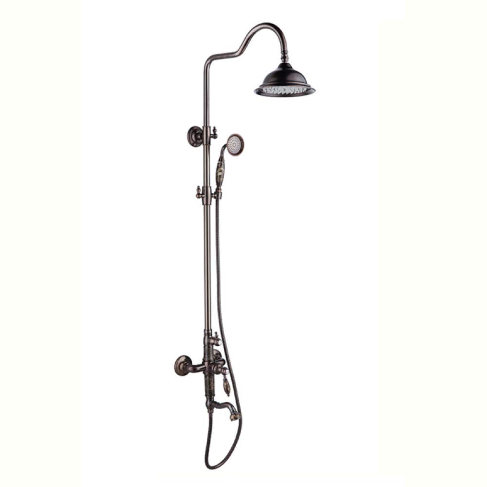 Lujo jade decoración aceite frotado bronce baño lluvia ducha conjunto de grifo mezclador tapa grifo grifo grifo con aerosol