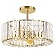 FRIDEKO HOME Modern Kristall Deckenleuchte Gold,4 Flammige Groß Rund Kronleuchter Kristall Lampenschirm Metall Deckenlampe E27 für Schlafzimmer Wohnzimmer Esszimmer Küche Flur,Ø37cm