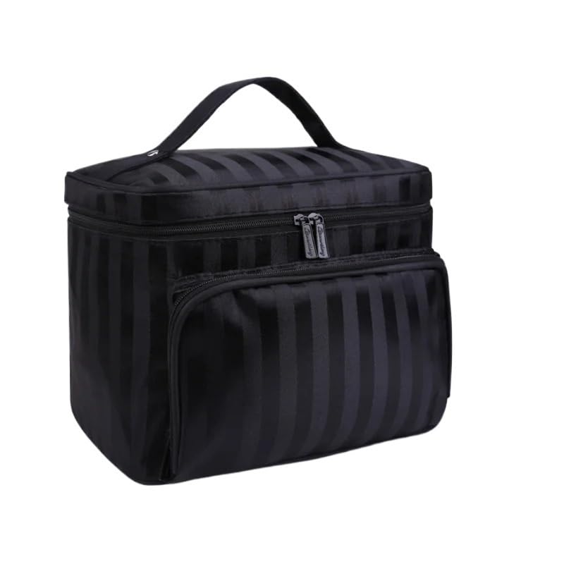 Borsa da Toilette a griglia, Grande Borsa cosmetica da Donna a Righe, Impermeabile, Kit da Toilette Professionale, Organizer da Viaggio, Scatola per Il Trucco