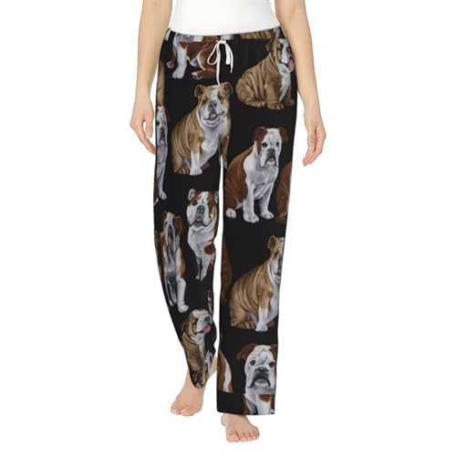 Pantalon pyjama flanelle femme bouledogue taille réglable