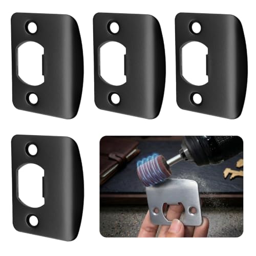 MOSECYOU Black Door Strike Plate 2-1/4 x 1-3/4 Standard Size 4 Pack