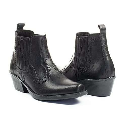 Bota Masculina Country Bico Fino Couro Legitimo Cano Médio (41)