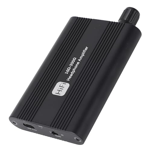 Amplificatore per Cuffie HiFi, Controllo Volume Basso Portatile AMP per Auricolari Ricaricabile da 3,5 Mm per Telefono MP3 MP4, Guscio Leggero in Lega di Alluminio, Ampia