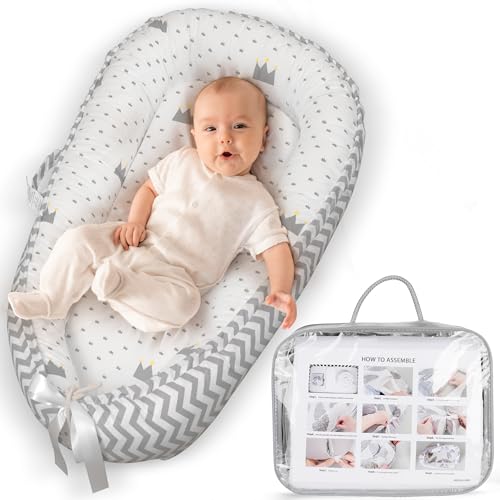 Image of Baby Lounger - Breathable & Soft Baby Lounger for Newborn 0-24 Months, Soft Portable Baby Lounger Pillow, Newborn Babies Essentials, Snuggle Lounger Me
