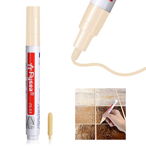 Fugenstift,6 Stück Fugenmörtel Fliesen Stift Wand Mörtel Restaurierung Stift,mit Ersatzspitze für Wiederherstellung Fugenstift Beige Wand Boden Badezimmer und Küche (Beige)