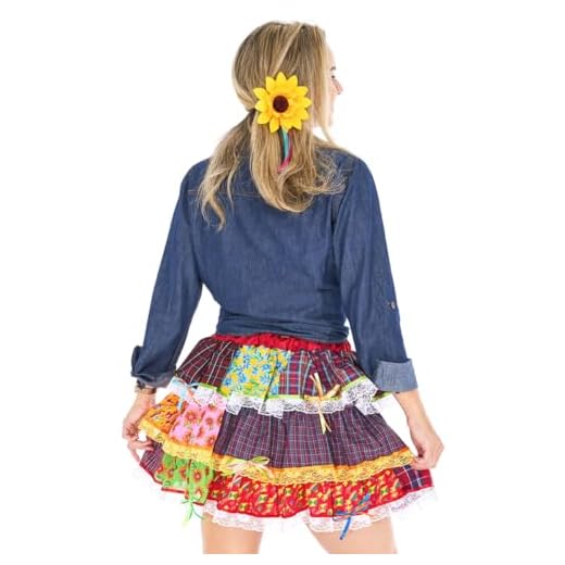 Saia Festa Junina Adulto Super Luxo Xadrez Estampas Sortidas