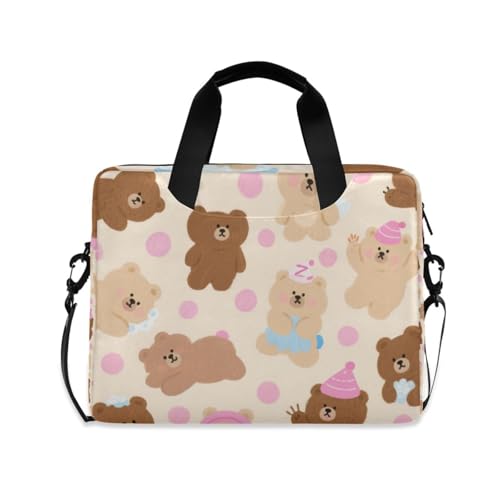 Funda para portátil con asa y correa 15.6 pulg oso marrón miniatura 1