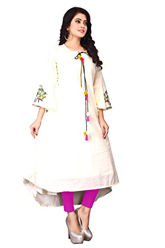 Image of OM SAI LATEST CREATION Women's Crepe Cotton Stitched 3 /4 Sleeves Printed Anarkali Kurti