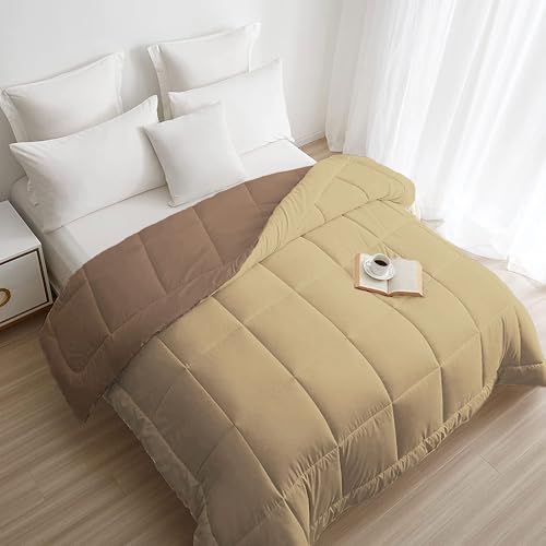 Image of HOME ELEGANCE Comfort Living Microfiber Reversible AC Comforter, 120 GSM, Soft & Cozy, Lightweight Quilt, All Season use, Machine Washable, Queen /Double - 90x100 inches - French Roast