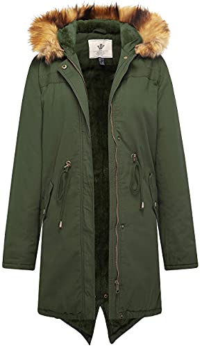 WenVen Women's Winter Long Hooded Sherpa Lined Parka Jacket Warm Coat3