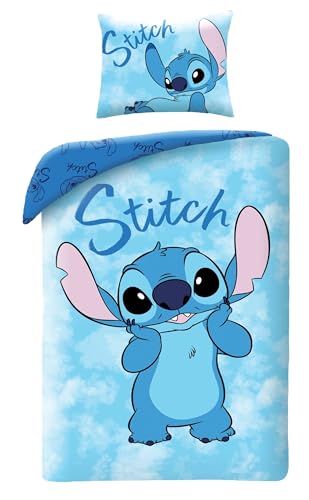 Disney LILO e STITCH - Set Letto Copripiumino singolo Reversibile 140x200cm e Federa 70x90cm - Multicolore - 100% Cotone OEKO-TEX