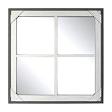 PRINZ Reclaimed 20 x 20 Crosshatch Wood Frame Mirror, 20x20, Gray/White
