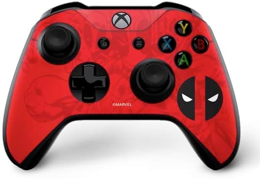 Skinit Decal Gaming Skin Compatible with Xbox One X Bundle - Officially Licensed Marvel Deadpool Deadpool Emblem Design