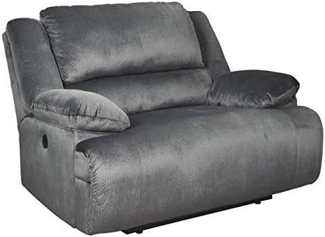 Signature Design by Ashley Clonmel Microfiber Manual Zero Wall Wide Seat Adjustable Recliner, Gray