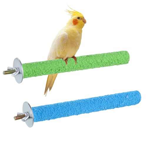 Parakeet Bird Perches for Cage 2Pcs Wood Parrot Stand Cage Accessories Colorful Natural Wooden Stick Paw Grinding Rough-surfaced Chew for Parakeet Cockatiel Conure Budgies Lovebird (Random Color)