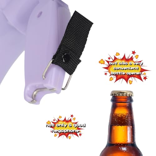B S Portable 20W Mega Phone Bullhorn Loud Speaker with Bottle Opener, 600 Yards Alarm Siren for Recording, Outdoor Events,Teacher,Fire Drill and Crowd Management,soundmaker for Cheerleader,Lilac