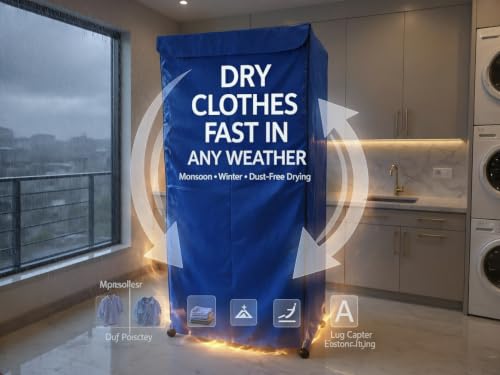 Image of 1000W Electric Clothes Dryer | 360 Hot Air Circulation | Double Layer Stainless Steel Rack | 180 Min Timer | Portable, Easy Assembly Laundry Dryer
