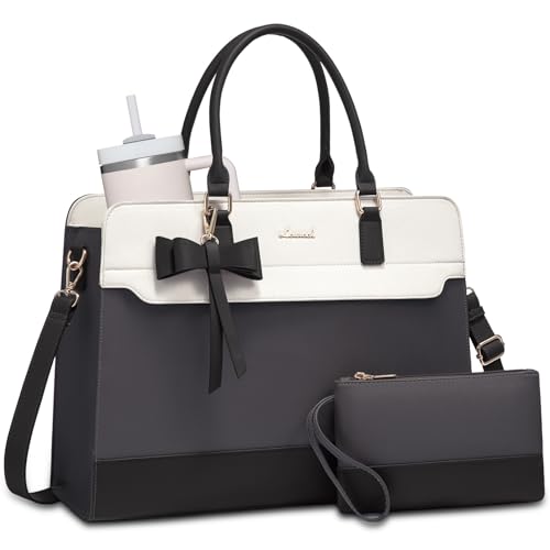 Image of LOVEVOOK Laptop Tote Bag for Women,Leather Work Bag, Waterproof Business Teacher Bag,Large Computer Handbag Purse Briefcase,Office Gifts for Women
