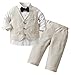 AIEOE 3 STÜCKE Neugeborenes Baby Taufanzug Hemd Jacke Hose Fliege Mit Langen Ärmeln Geeignet von 1-2 Jahren Beige