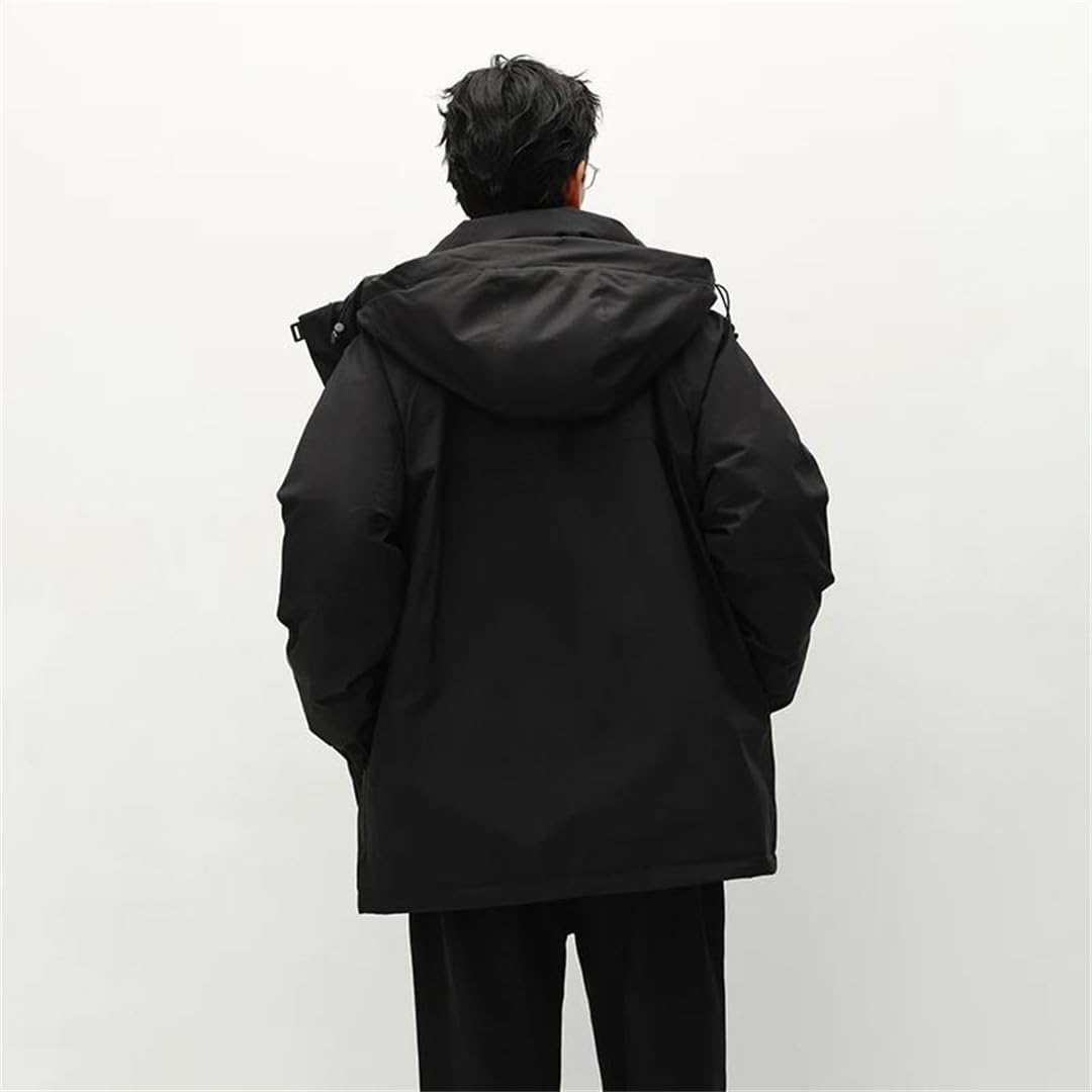 Men's Mid Length Hooded Down Jacket Sport Style Warm Outerwear Winter Coat