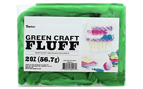 Darice Craft Fluff Green 2oz fibre synthétique verte pour tissage créatif
