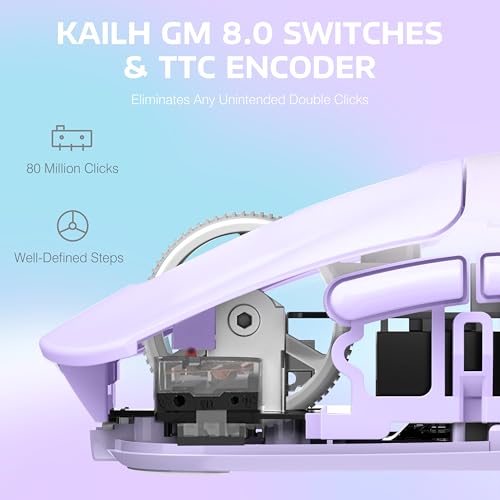 Image of ATTACK SHARK X3 Lightweight Wireless Gaming Mouse with Tri-Mode 2.4G /USB-C Wired /Bluetooth,Up to 26K DPI, PAW3395 Optical Sensor,Kailh GM8.0 Switch,5 programmable buttons for PC /Laptop /Win /Mac(Purple)