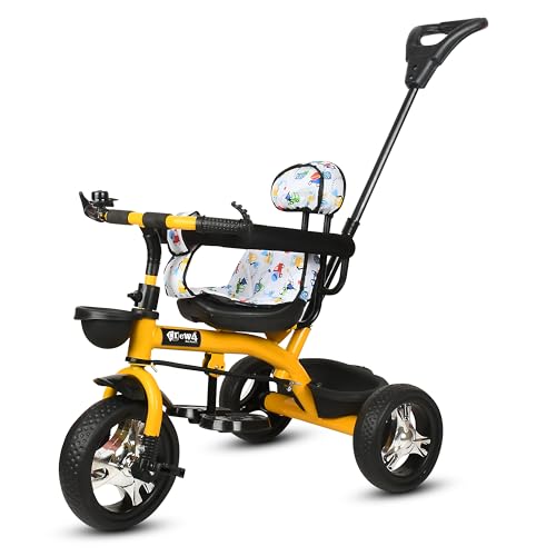 Image of Tricycle 1 Years to 5 Years with Removable Safety Guard and Parental Control Back Side Push Handle with Rubber Tyre for Kid's CR07 (Yellow 2)