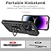 SunStory Compatible with iPhone 14 Pro Max Case with HD Screen Protector & Slide Camera Cover & Rotated Ring Kickstand, [Military-Grade] Phone Case for iPhone 14 Pro Max (Black)