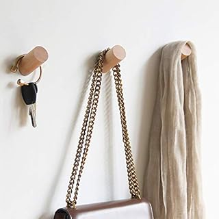 4 Pcs Wooden Coat Hooks, Natural Wooden Hooks Wall Mounted, Modern Coat Peg Hanger Hat Hook for Hanging Clothes/Hat/Scarves in Bedroom/Living Room