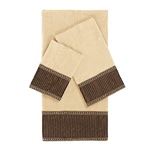 Austin Horn Classics Ionic 3-Piece Decorative Embellished Towel Set, Woven