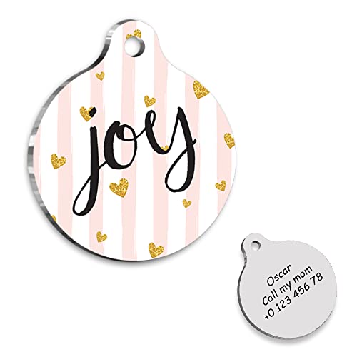 JOY Personalized Dog Tag - Custom Name Tag - ID Tag for Dog & Cat - Customized Pet Tags - Dog & Cat Name id Tag - Dog Name Tag - Engraved Dog Tag