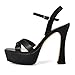 Dumjey Black Platform Heels for Women Chunky High Heel Sandals with Ankle Strap, Open Toe Dress Shoes for Work Party Evening - Black Matte 8 US