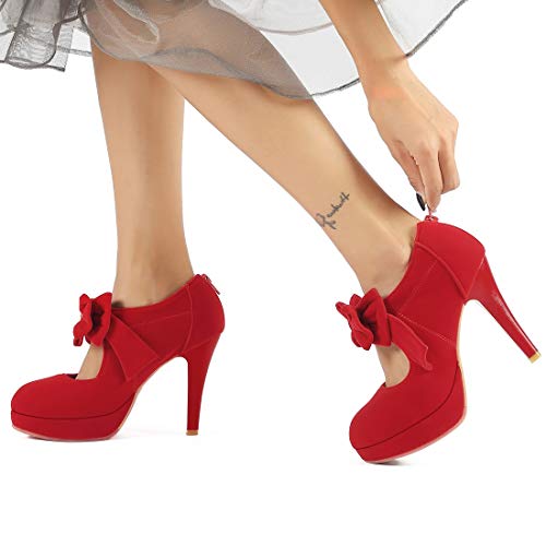 Image of Mostrin Fashion Vintage Womens Small Bowtie Platform Pumps Ladies Sexy High Heeled Shoes