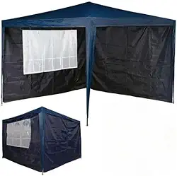 "Tenda de Camping com Parede Lateral 3x3m – 2 lados com fechos laterais em azul Oxford, ,Impermeável, Reforçada e Portátil para Churrasco, Eventos e Praia"