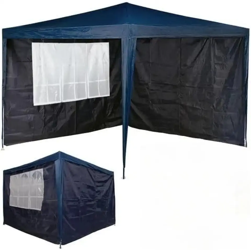 "Tenda de Camping com Parede Lateral 3x3m – 2 lados com fechos laterais em azul Oxford, ,Impermeável, Reforçada e Portátil para Churrasco, Eventos e Praia"