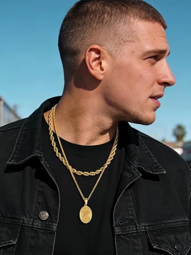Image of U7 Saint Michael Necklace for Men,Stainless Steel /18K Gold Plated St Michael Archangel /Saint Benedict /Saint Christopher Pendant Amulet Necklace for Men Women