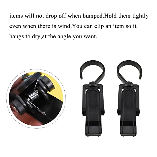 Image of Hahiyo Plastic Swivel Clothespins Hanging Hook Clip Smooth Rotate Strong from Wind Secure to Hold Heavy Laundry Save Space Not Damage Leave Pinch Mark for Curtain Towel Hangers 2.3 Inches Black 8PCS
