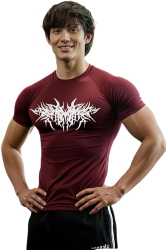 Image of Men Polyster Lycra Printed Half Sleeves Compression T-Shirt for Gym