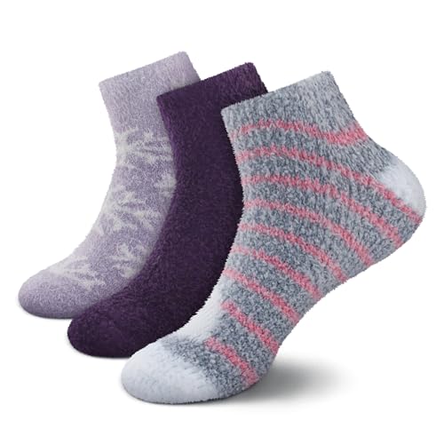 Image of BambooMN Women's Feather Yarn Super Soft Ankle Socks - Assorted Colors - 3 Pairs
