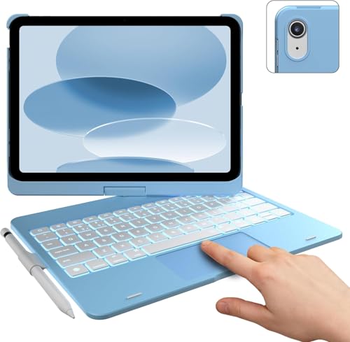 Image of typecase Touch Keyboard for 11th (A16) & 10th Gen with Multi-Touch Trackpad, 11-Colors Backlit, 360 Rotatable Multi Viewing Angle, Pencil Holder (Not fit to Air 11 /Air 5th /Pro 11)-Sky Baby Blue26