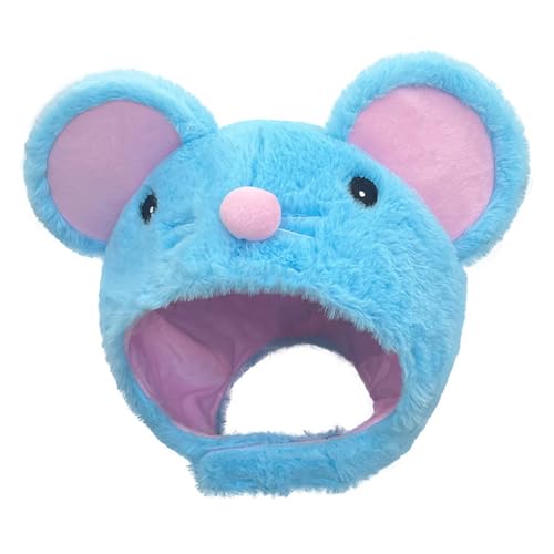 Beanie, Cartoon Blue Mouse Hat Adjustable Warm Hat Unisex Fashion Cold Weather Hats for Various Ages3
