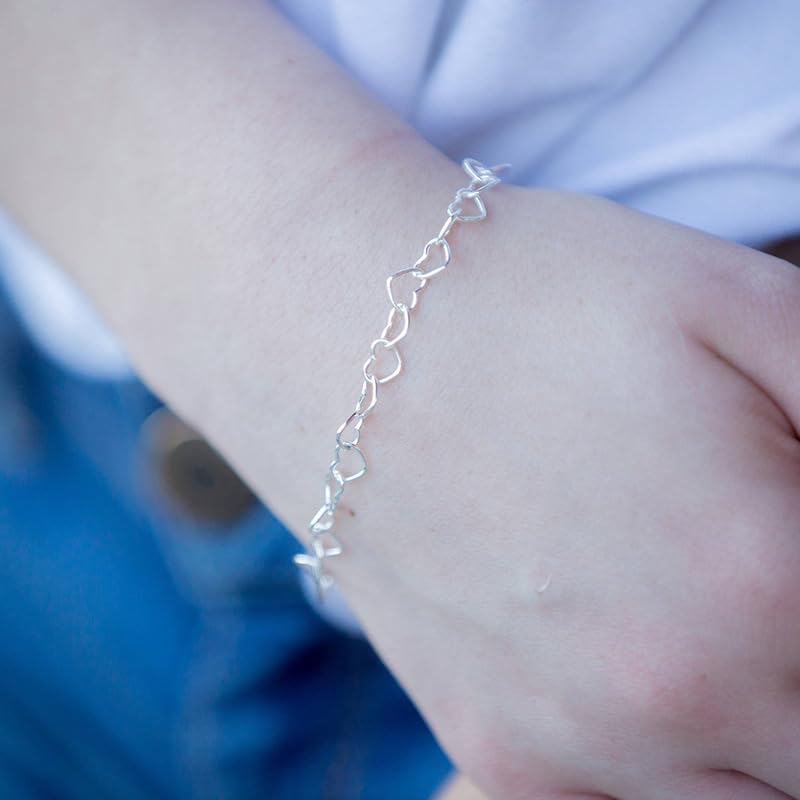 Hollow Love Heart Link Chain Bracelet Sterling Steel Bracelet for Women2