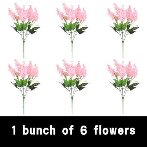 astylishome Pink Artificial Flowers Realistic Vivid Decorative No Withering Aesthetic Floral Arrangement Fake Hyacinth Wedding Decor for Ceremony Home Wedding Garden 1411 - Image 2