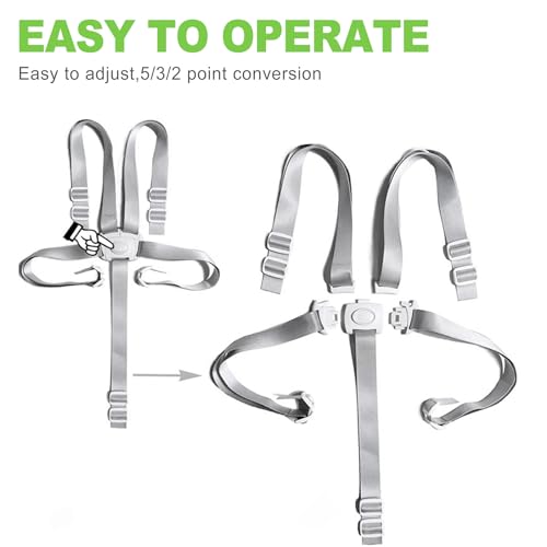 CeroDimo Universal High Chair Straps Replacement, Baby Stroller Replacement Parts 5 Point Harness for High Chairs, Prams, Buggies