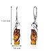 Peora Genuine Baltic Amber Dangle Earrings for Women 925 Sterling Silver, Cylindrical Drop Design, Rich Cognac Color, Lever backs, Real Baltic Amber Earrings for Adults,
