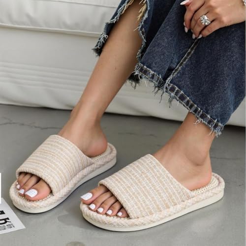 House Slippers for Women Indoor Cotton Bedroom Slippers Slides for Women Indoor Soft Durable Sole for Bedroom Home3